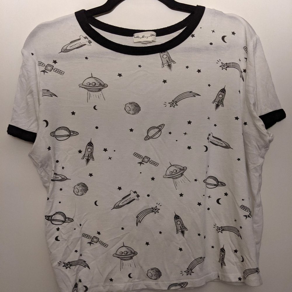 Semi-sheer Space Crop Tee
